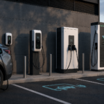 Car next to a range of chargers