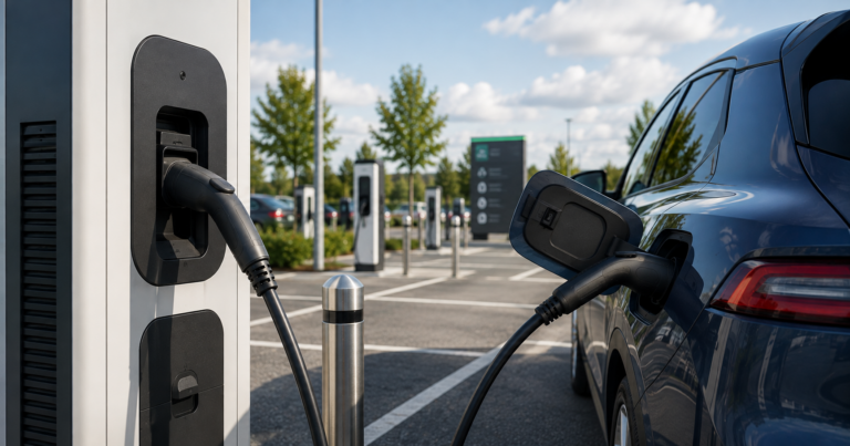 Car charging a public AC charger