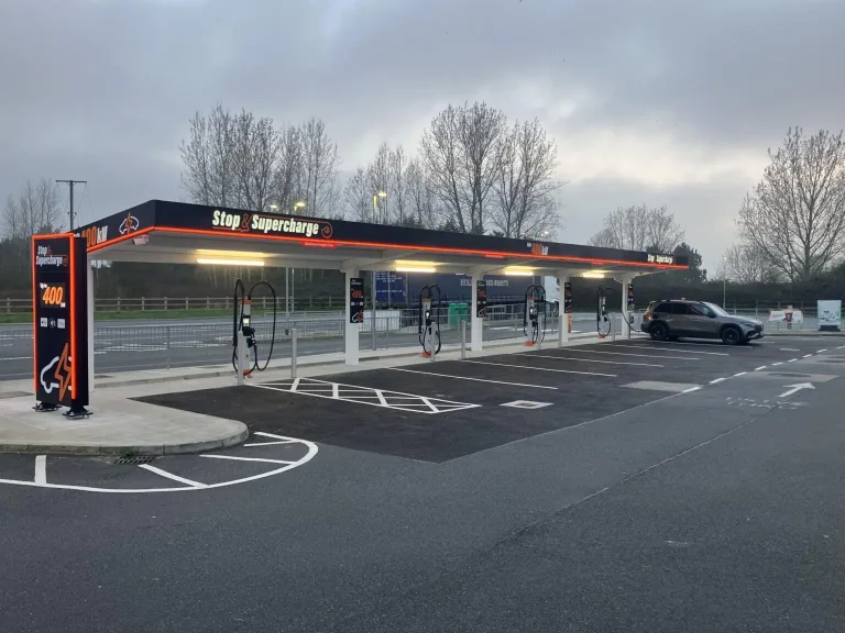 Kempower DC chargers in a forecourt