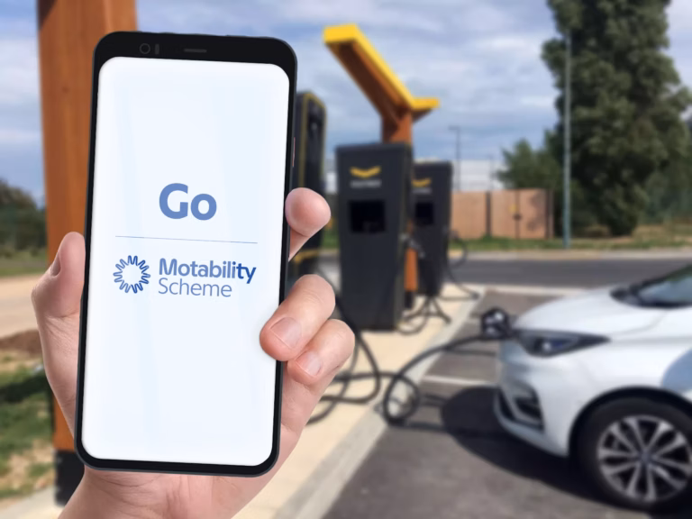 Motability Go app on a phone in a hand