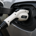 Type 1 plug connected to a vehicle