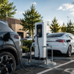 EVs charging in a car park