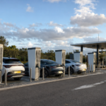 EVs charging at service station