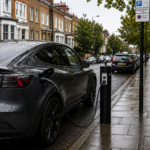 Car connected to a public on-street charger