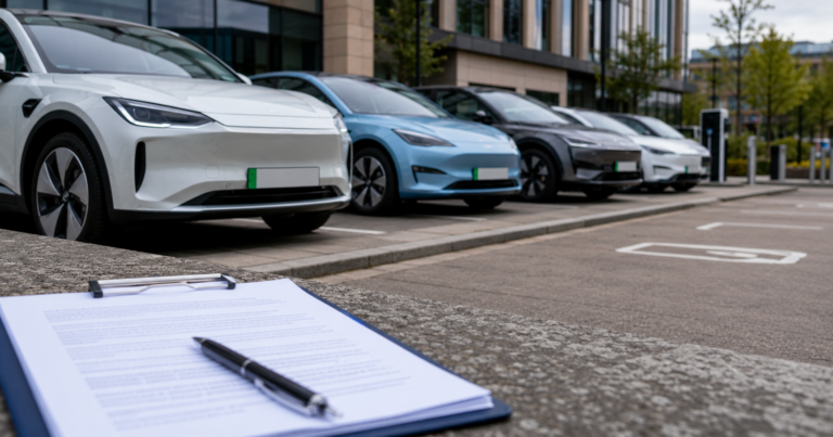 Clipboard in front of EVs