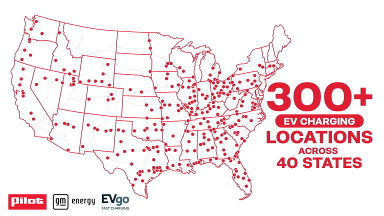 Pilot, GM, EVgo US EV charging map