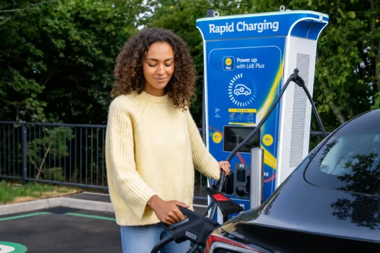 Woman charging at LIDL charger